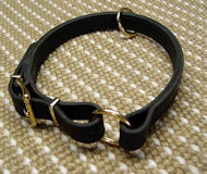 Adjustable Leather Slip Collar w/h solid BRASS for Goldretriever