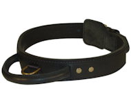 Tac-Black Leather Agitation Collar With Handle for Gold Retrieve
