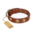 "Flight of Fancy" FDT Artisan Adorned Leather Golden Retriever Collar