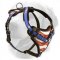 Golden Retriever Leather Dog Harness with American Flag Drawing