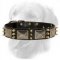 Gladiator Design Leather Collar with Nickel Plates and Brass Spikes