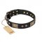 "Jewel Passion" FDT Artisan Fashionable Black Leather Golden Retriever Collar