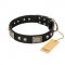 "Pirates Gold" FDT Artisan Black Leather Golden Retriever Collar with Old Silver Look Plates and Skulls