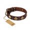 "Golden Square" FDT Artisan Brown Leather Golden Retriever Collar with Large Squares