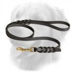 Handcrafted Braided Leather Golden Retriever Leash