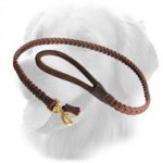 Braided Leather Golden Retriever Leash for Walking