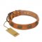 "Magic Amulet" FDT Artisan Tan Leather Golden Retriever Collar with Oval Studs