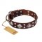 "King of Grace" FDT Artisan Stylish Leather Golden Retriever Collar with Old Silver-Like Plated Decorations