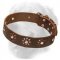 Fancy Flower Design Leather Golden Retriever Collar