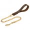 Herm Sprenger Chain Golden Retriever Leash with Leather Handle