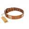 "Perfect Blend" FDT Artisan Tan Leather Golden Retriever Collar 1 1/2 inch (40 mm) wide