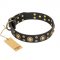 "Baroque Chic" FDT Artisan Studded Black Leather Golden Retriever Collar
