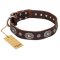 "Extra Pizzazz" FDT Artisan Adorned Brown Leather Golden Retriever Collar