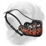 Custom Leather Muzzle With Painted Fire Flames