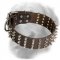 2 Inch Leather Golden Retriever Collar with 4 Rows of Spikes