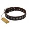 "Stars of Glory" FDT Artisan Brown Leather Golden Retriever Collar for Comfortable Walking