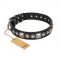"Eternal Beauty and Style" FDT Artisan Adorned Black Leather Golden Retriever Collar