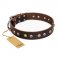 "Golden"n"Silver Luxury" FDT Artisan Leather Golden Retriever Collar with Engraved Studs