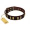 "Peace and Harmony" FDT Artisan Brown Leather Golden Retriever Collar with Plates