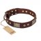 "Loving Owner" FDT Artisan Decorated Leather Golden Retriever Collar with Plates and Studs