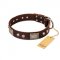 "Pirate Skull" FDT Artisan Brown Leather Golden Retriever Collar with Old Silver Look Plates and Skulls