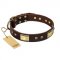 "Rich Fashion" FDT Artisan Decorated Leather Golden Retriever Collar with Plates and Studs