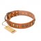 "Natural Beauty" FDT Artisan Tan Leather Golden Retriever Collar with Old Bronze-like Circles and Plates