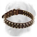 Great Leather Collar With 3 Rows Of Studs And Spikes