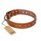 "Spring Flavor" FDT Artisan Adorned Leather Golden Retriever Collar with Old Bronze-Plated Engraved Studs