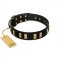 "Glorious Night" FDT Artisan Decorated Black Leather Golden Retriever Collar