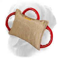 Jute Golden Retriever Bite Pad with 3 Comfortable Handles