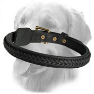 Elegant Braided Leather Golden Retriever Collar