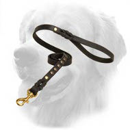Studded Leather Golden Retriever Leash