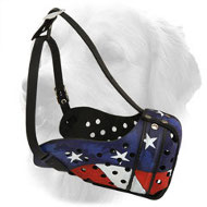 Designer Leather Golden Retriever Muzzle with American Flag Painting