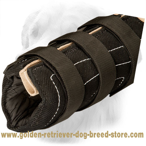 Velcro Closure on Durable French Linen Golden Retriever Bite Sleeve 