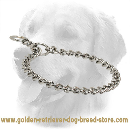 Smooth Chrome Plated Golden Retriever Choke Collar for Dog Training 