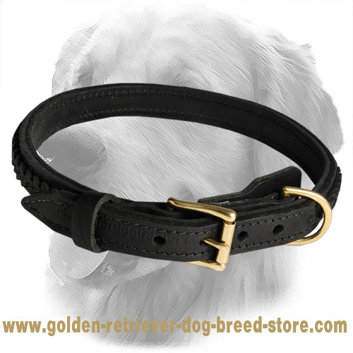 Center Braided Designer Dog Collar 1 1/2 wide - Leathersmith