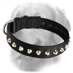 Trendy Nylon Collar with Silver Pyramids