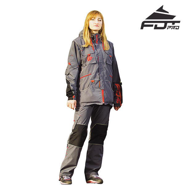 Dog Tracking Suit of Grey Color with Reflective Strap for Any Weather Use