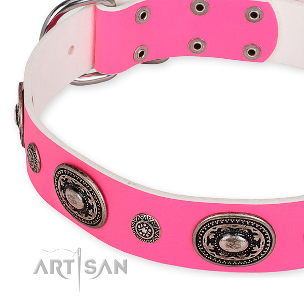 Best quality full grain natural leather dog collar handcrafted for your lovely dog