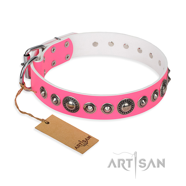 Genuine leather dog collar made of best quality material with strong traditional buckle