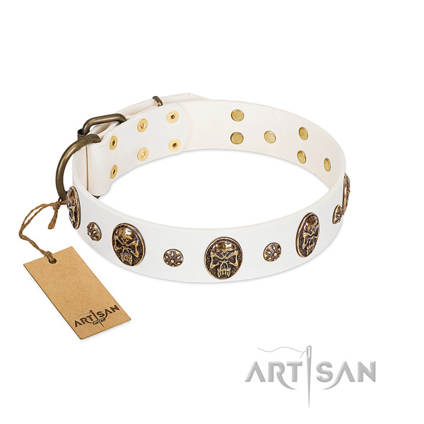 Easy to adjust genuine leather collar for your canine