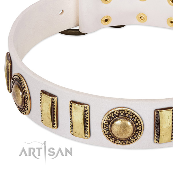 Gentle to touch full grain natural leather dog collar for your handsome pet