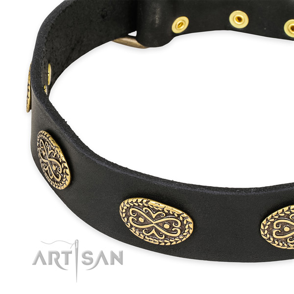 Incredible full grain genuine leather collar for your stylish canine
