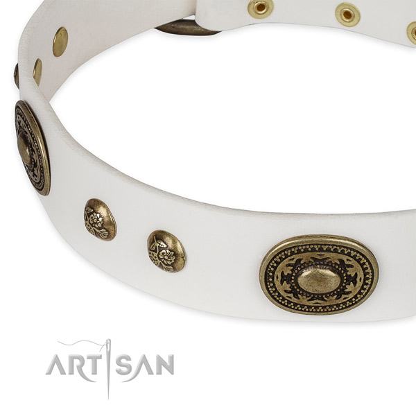 Easy wearing full grain natural leather collar for your lovely four-legged friend