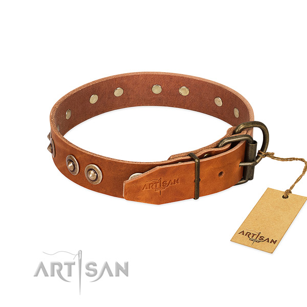 Strong fittings on leather dog collar for your dog