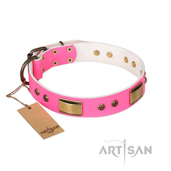 Designer natural genuine leather collar for your dog