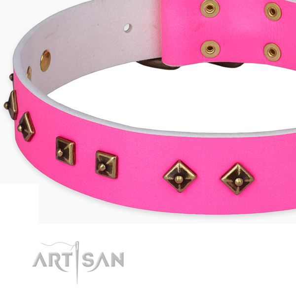 Stylish full grain genuine leather collar for your impressive dog