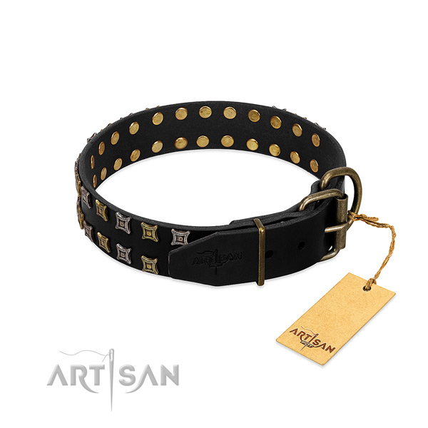 Soft genuine leather dog collar handmade for your doggie