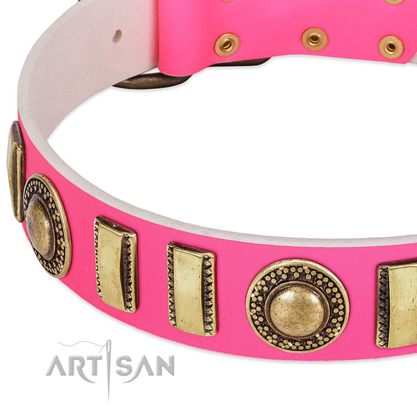 Gentle to touch genuine leather dog collar for your stylish pet